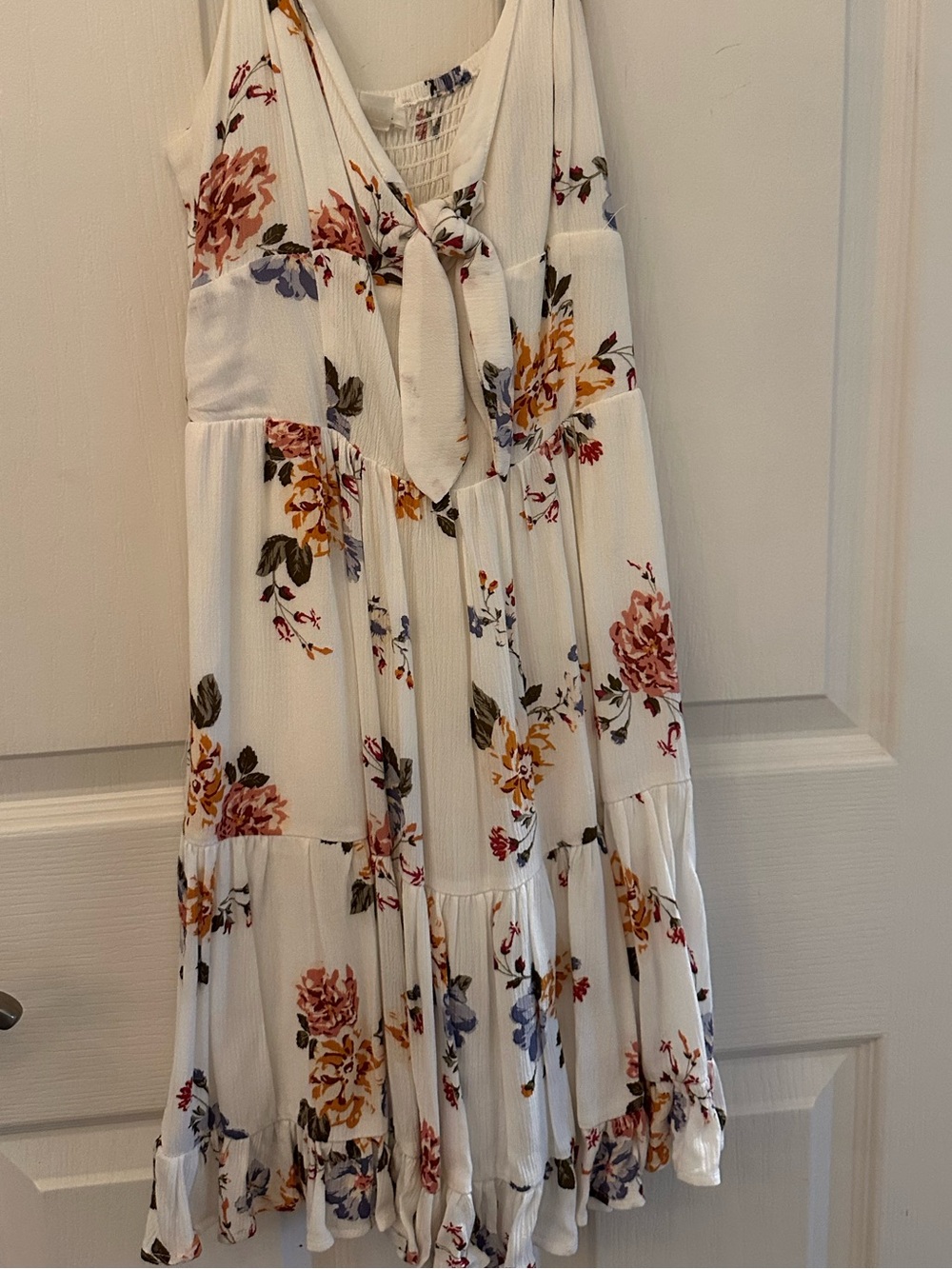 Garage White Floral Tie-Front Mini Dress